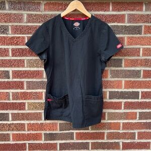 Dickies Black V Neck Short Sleeve Scrubs Top